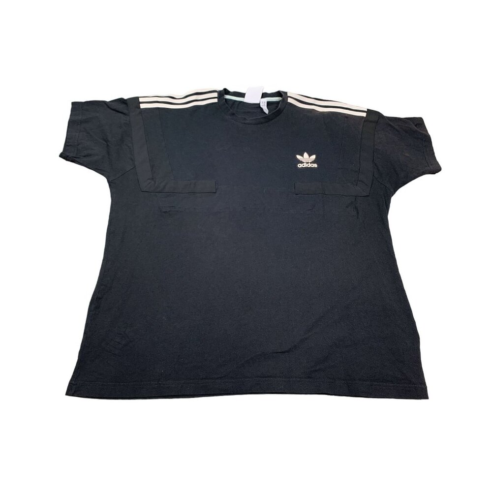 Adidas Mens XL Black T-Shirt With White Stripes